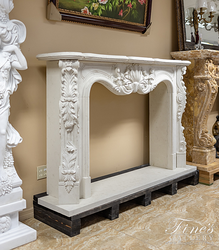 Marble Fireplaces  - Bianco Perlino Marble Fireplace - MFP-1333