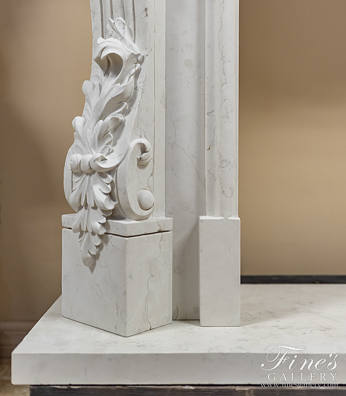 Marble Fireplaces  - Bianco Perlino Marble Fireplace - MFP-1333