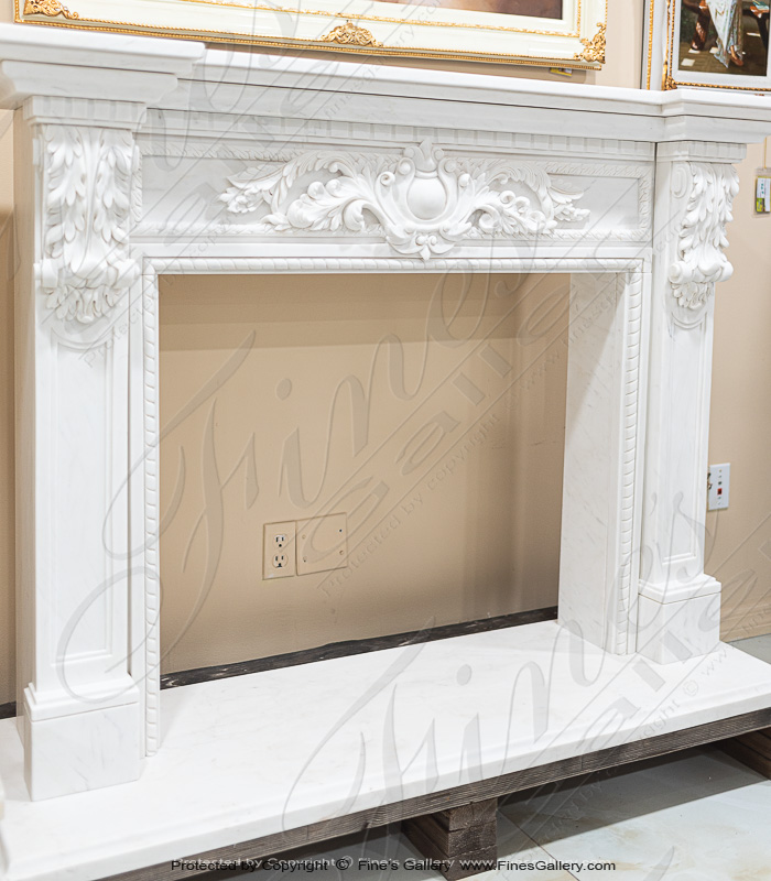 Marble Fireplaces  - White Marble Fireplace - MFP-1355