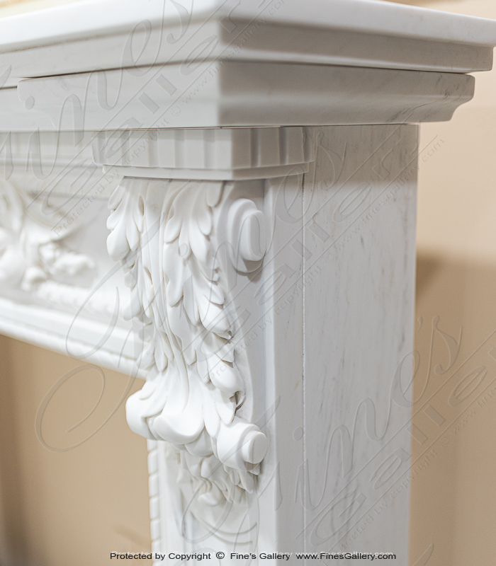 Marble Fireplaces  - A Spectacular Carved Marble Fireplace In Statuary White Marble - MFP-1355