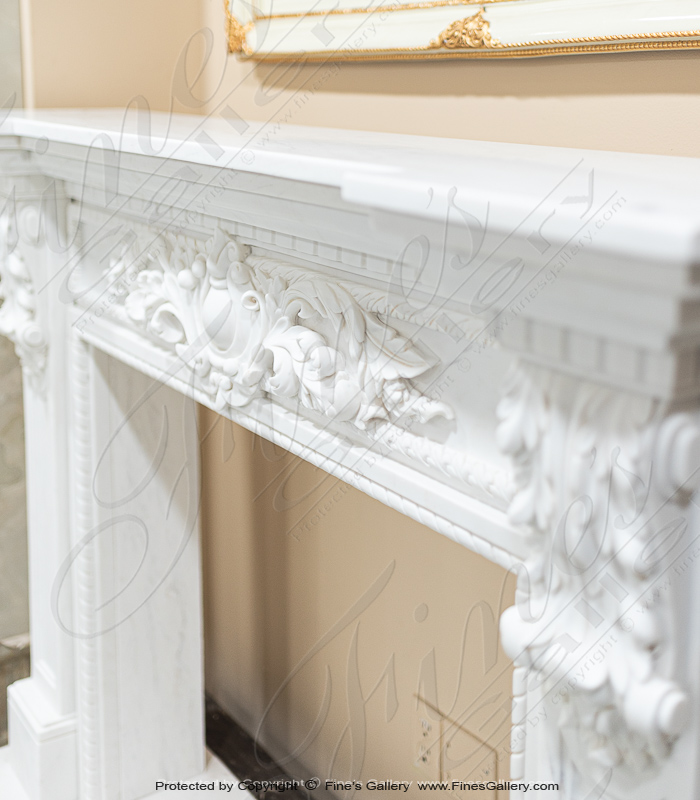 Marble Fireplaces  - A Spectacular Carved Marble Fireplace In Statuary White Marble - MFP-1355