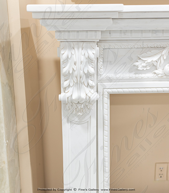 Marble Fireplaces  - A Spectacular Carved Marble Fireplace In Statuary White Marble - MFP-1355