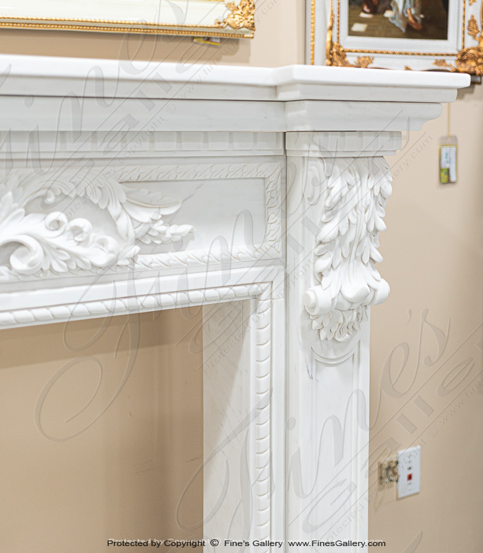 Marble Fireplaces  - A Spectacular Carved Marble Fireplace In Statuary White Marble - MFP-1355