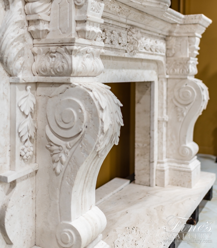 Search Result For Marble Fireplaces  - Italian Travertino Scabas Masterpiece - MFP-1389