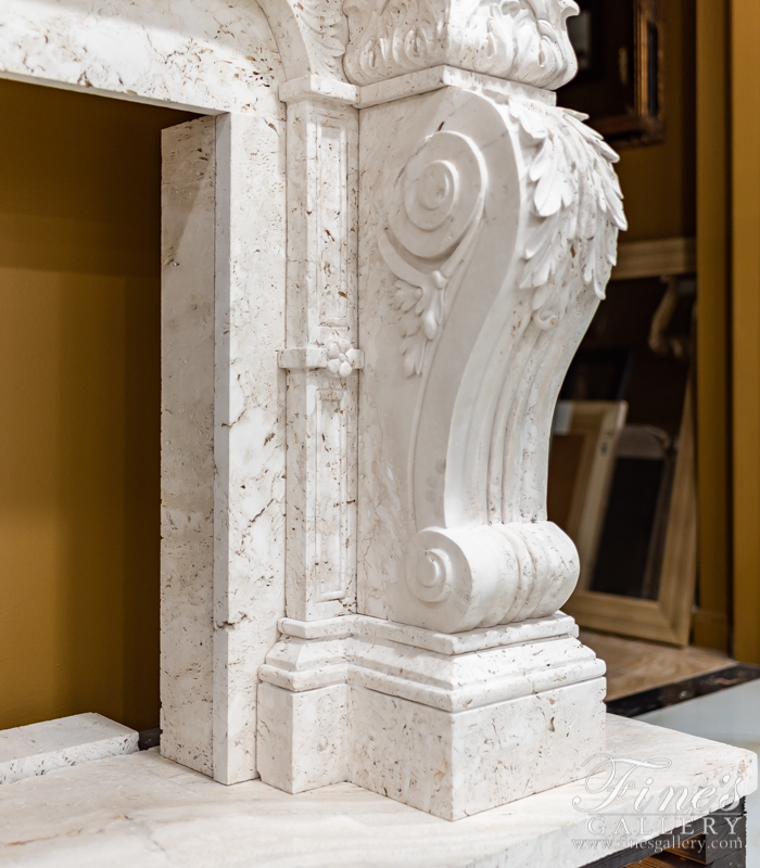 Marble Fireplaces  - Italian Travertino Scabas Masterpiece - MFP-1389