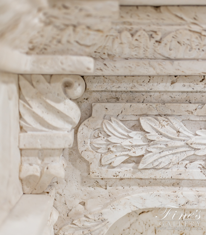 Search Result For Marble Fireplaces  - Italian Travertino Scabas Masterpiece - MFP-1389