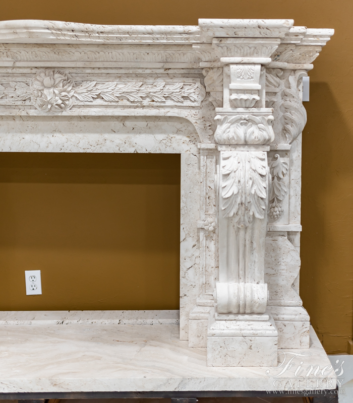 Marble Fireplaces  - Italian Travertino Scabas Masterpiece - MFP-1389