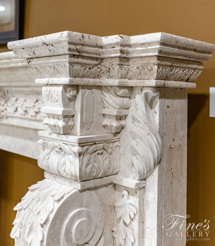 Search Result For Marble Fireplaces  - Italian Travertino Scabas Masterpiece - MFP-1389