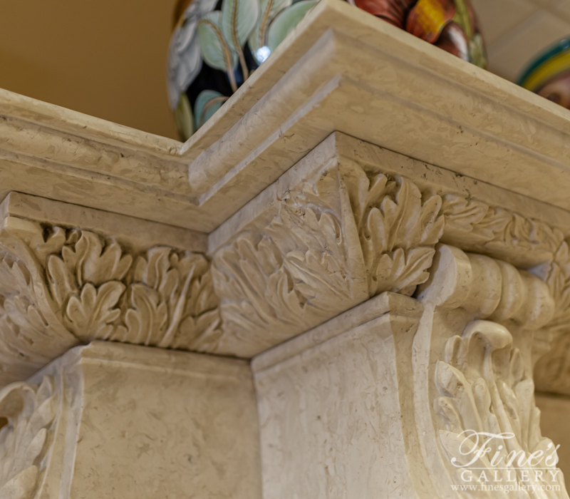 Marble Fireplaces  - Italian Perlato Marble Fireplace Mantel - MFP-1394