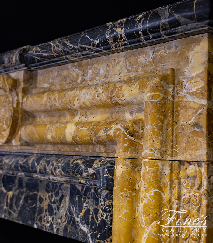 Marble Fireplaces  - Ornate Bolection Surround In Italian Nuvolato Etrusco & Nero Portoro Marble - MFP-1445