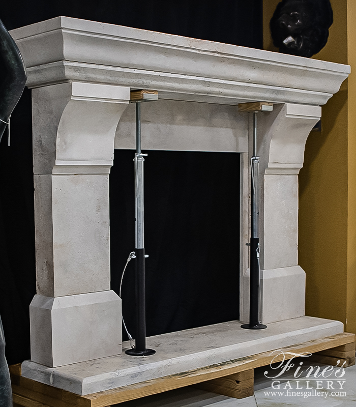 Marble Fireplaces  - Contemporary Classic Style Mantel In Light Travertine - MFP-1558