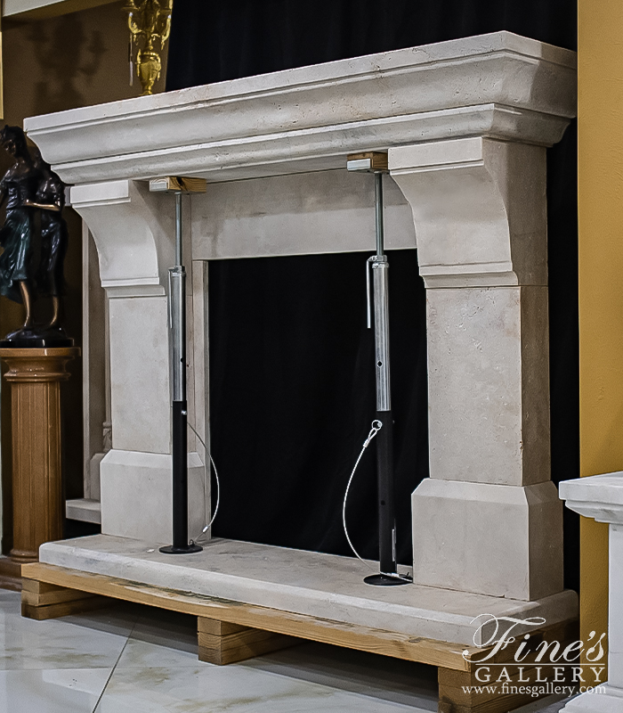 Marble Fireplaces  - Contemporary Classic Style Mantel In Light Travertine - MFP-1558