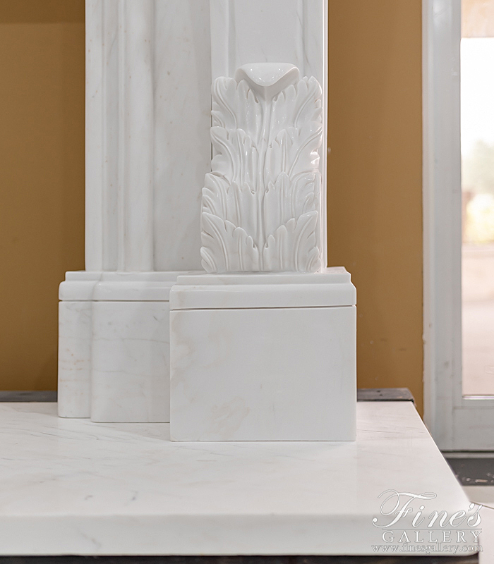 Marble Fireplaces  - The Accanthus IV White Marble Fireplace - MFP-1563