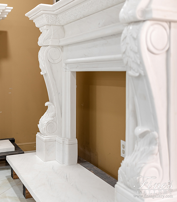 Marble Fireplaces  - The Accanthus IV White Marble Fireplace - MFP-1563