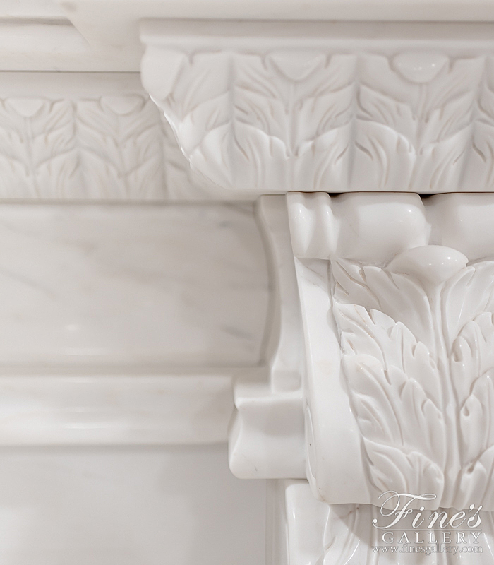 Marble Fireplaces  - The Accanthus IV White Marble Fireplace - MFP-1563