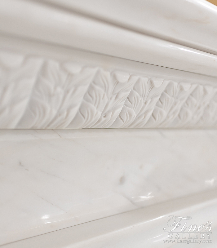 Marble Fireplaces  - The Accanthus IV White Marble Fireplace - MFP-1563