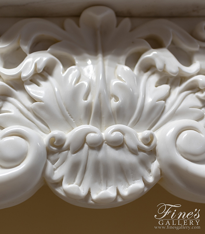 Marble Fireplaces  - French Style White Marble Fireplace Mantel - MFP-1580