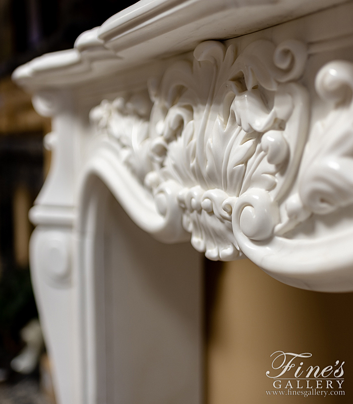 Marble Fireplaces  - French Style White Marble Fireplace Mantel - MFP-1580
