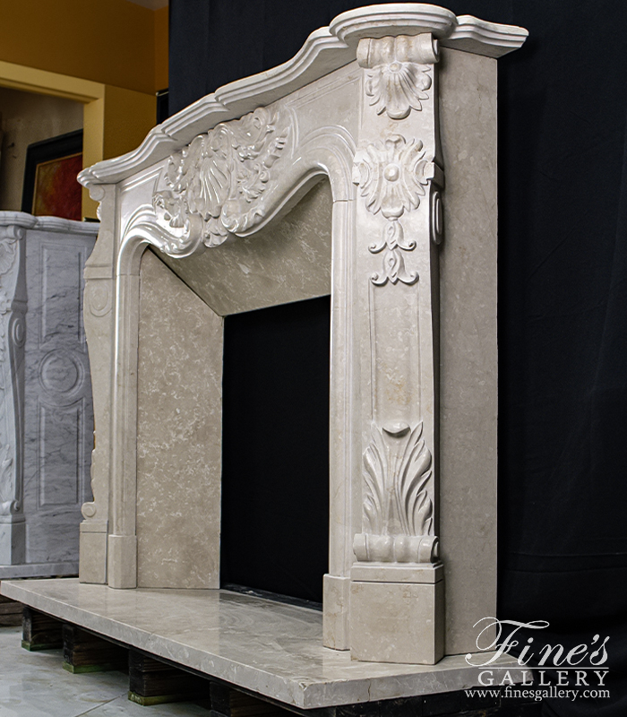 Search Result For Marble Fireplaces  - Louis XIV Botticino Semi Classico Fireplace Mantel - MFP-1584