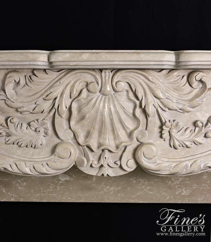 Marble Fireplaces  - Louis XIV Botticino Semi Classico Fireplace Mantel - MFP-1584