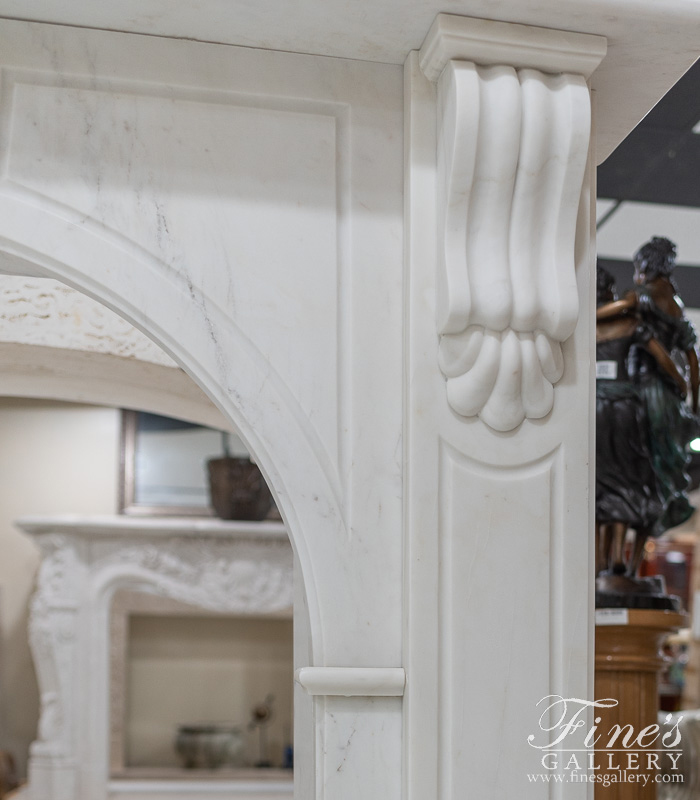 Marble Fireplaces  - Arched Fireplace In Statuary White Marble - MFP-1593