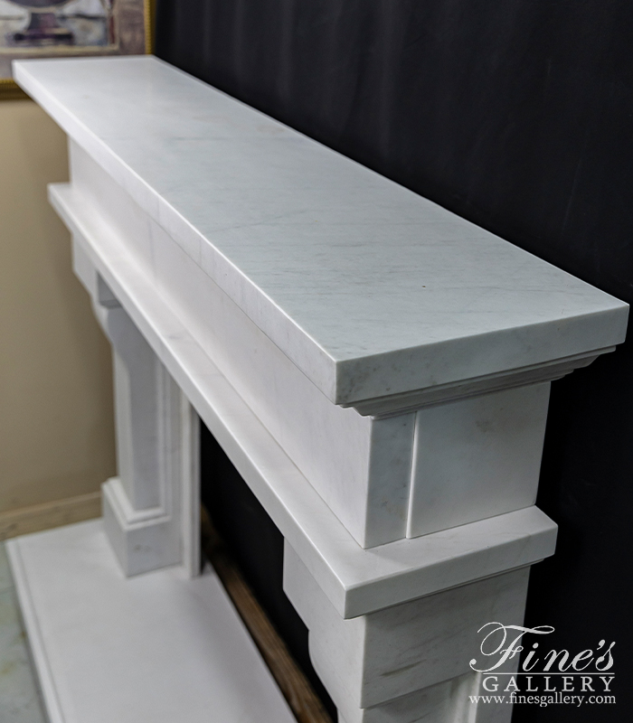 Marble Fireplaces  - Transitional White Marble Fire - MFP-1603