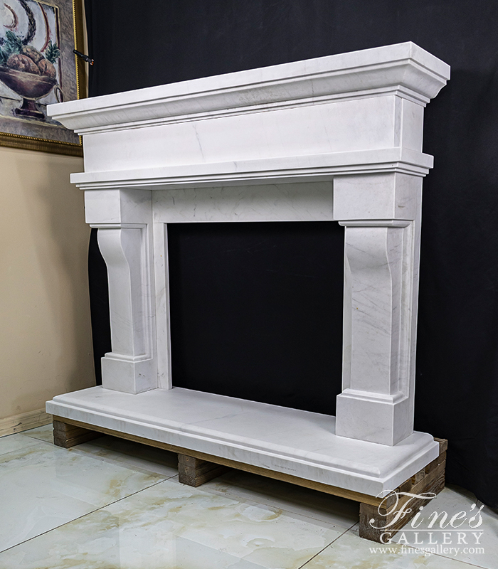 Marble Fireplaces  - Transitional White Marble Fire - MFP-1603