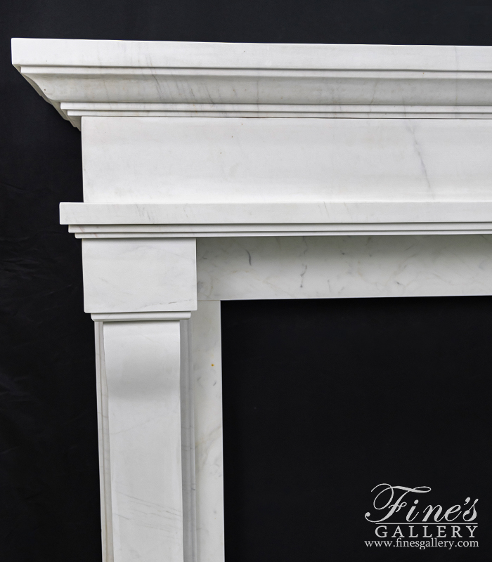 Marble Fireplaces  - Transitional White Marble Fire - MFP-1603