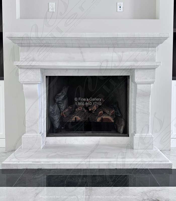 Marble Fireplaces  - Transitional White Marble Fire - MFP-1603