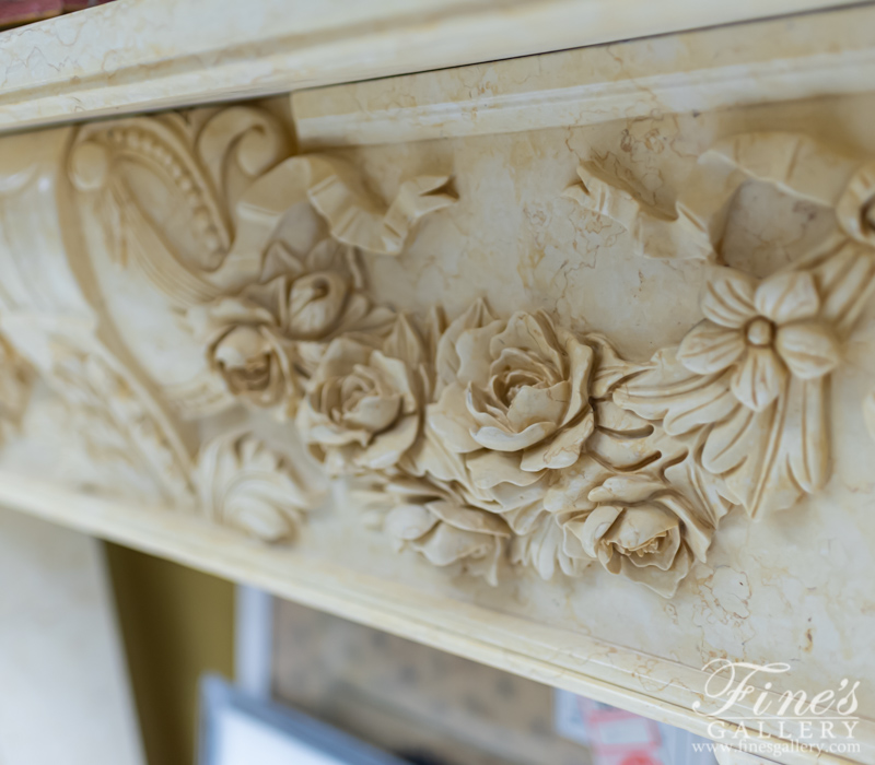 Marble Fireplaces  - Ornate Floral Marble Mantel - MFP-1711