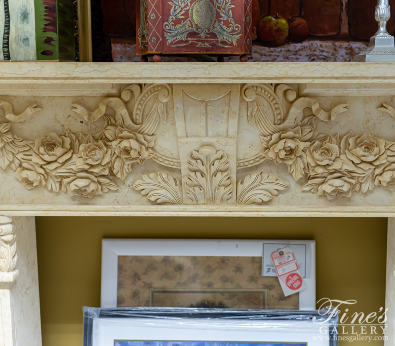 Marble Fireplaces  - Ornate Floral Marble Mantel - MFP-1711