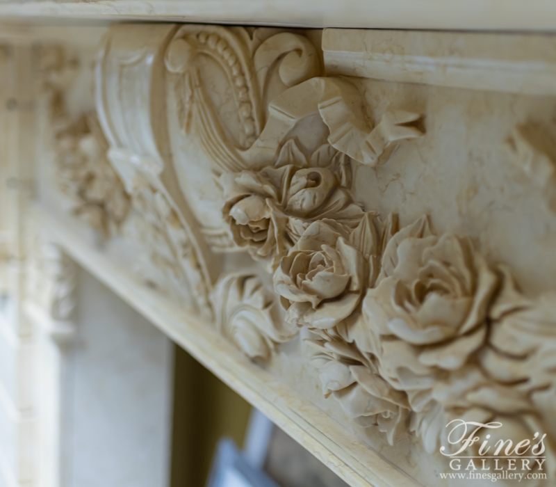 Marble Fireplaces  - Ornate Floral Marble Mantel - MFP-1711