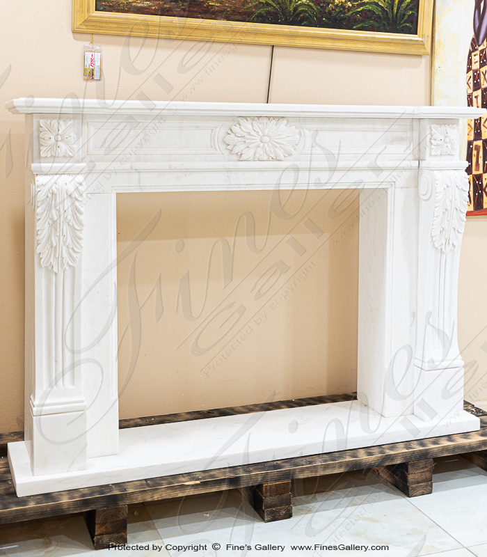 Marble Fireplaces  - Louis X Regency Style Marble Fireplace Mantel In Statuary White - MFP-1724