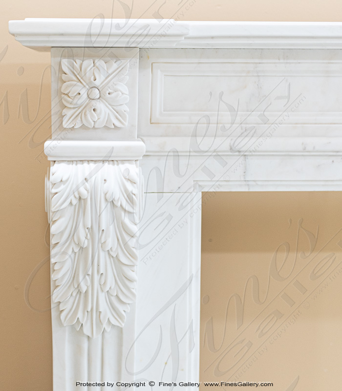 Fireplace Regencys  - Louis X Regency Style Marble Fireplace Mantel In Statuary White - MFP-1724