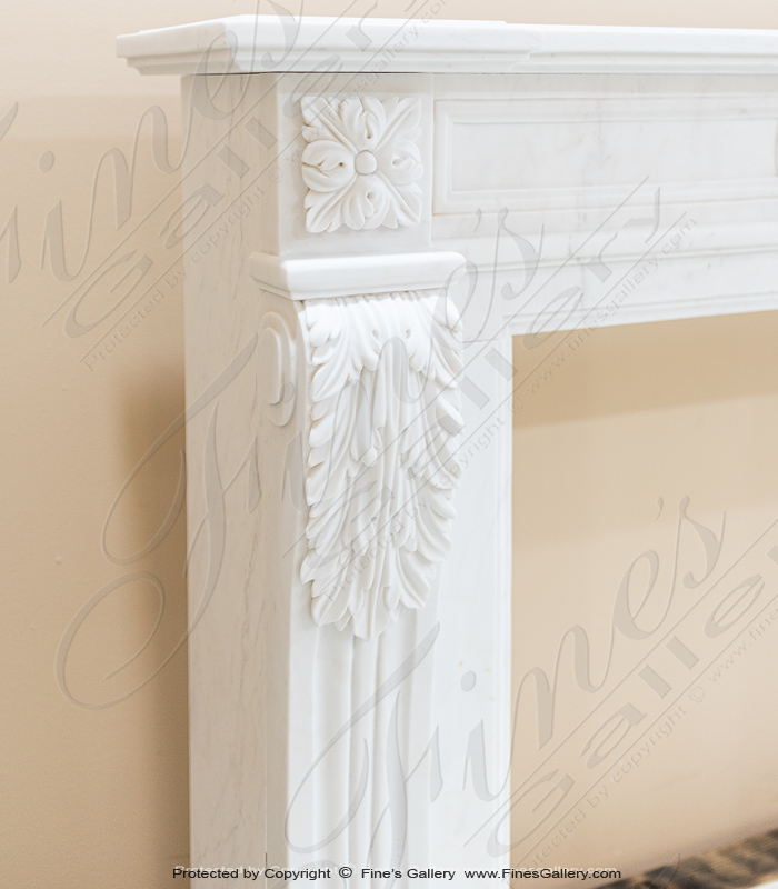 Fireplace Regencys  - Louis X Regency Style Marble Fireplace Mantel In Statuary White - MFP-1724