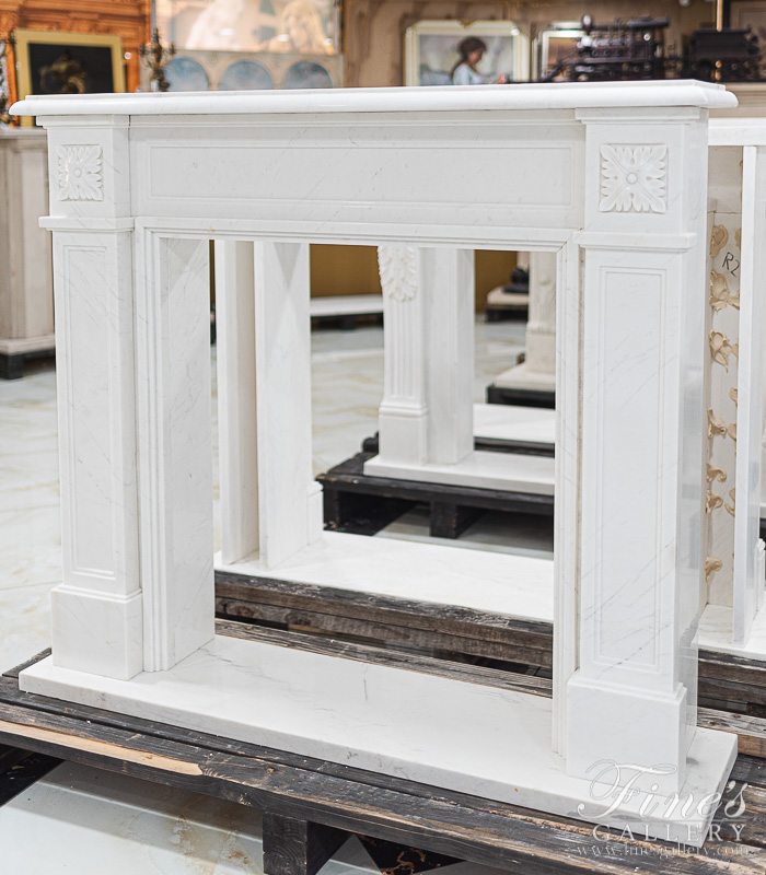 Marble Fireplaces  - Classic Statuary White Marble Fireplace - MFP-1787