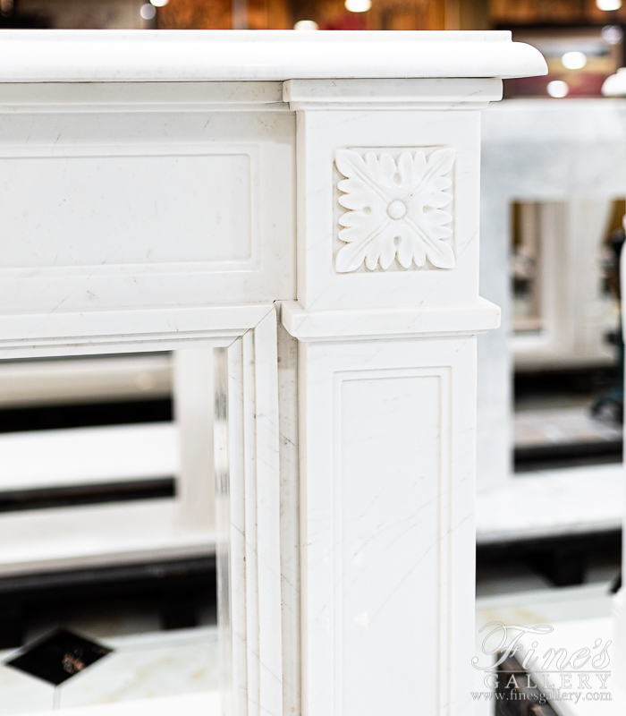 Marble Fireplaces  - Classic Statuary White Marble Fireplace - MFP-1787