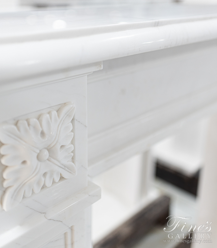 Marble Fireplaces  - Classic Statuary White Marble Fireplace - MFP-1787