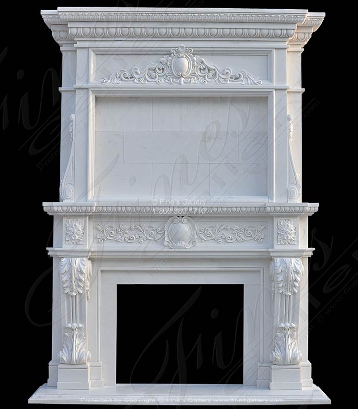 Marble Fireplaces  - Classic Overmantel In Statuary White Marble - MFP-1820