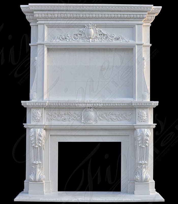 Search Result For Marble Fireplaces  - Classic Overmantel In Statuary White Marble - MFP-1820