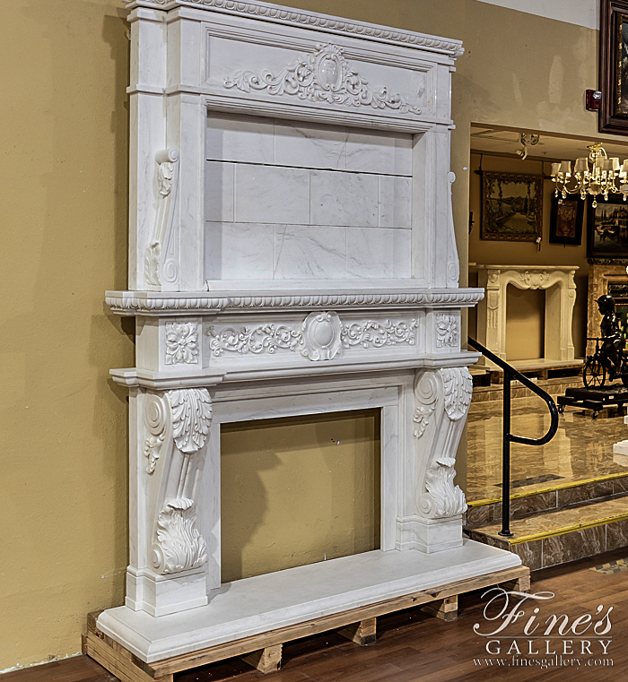 Marble Fireplaces  - Classic Overmantel In Statuary White Marble - MFP-1820