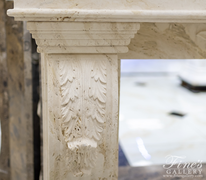 Marble Fireplaces  - Italian Travertino Scabas Mantel - MFP-1853