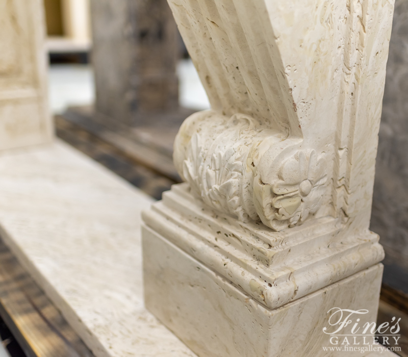 Marble Fireplaces  - Italian Travertino Scabas Mantel - MFP-1853