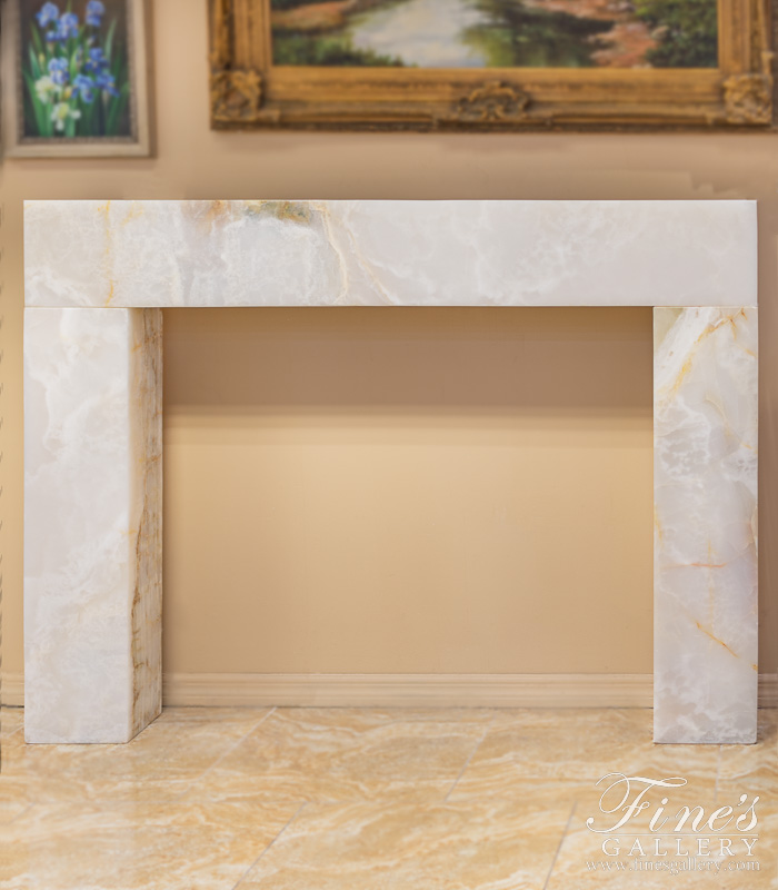 Marble Fireplaces  - Translucent Modern Onyx Fireplace Mantel - MFP-1860