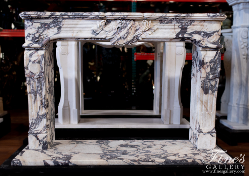 Marble Fireplaces  - Breche Violette Louise XV Marble Fireplace (New) - MFP-1889