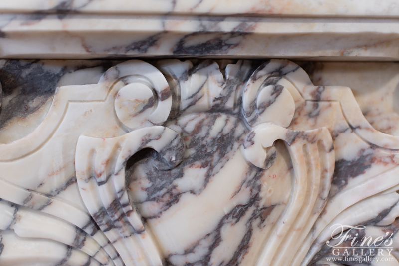 Marble Fireplaces  - Breche Violette Louise XV Marble Fireplace (New) - MFP-1889