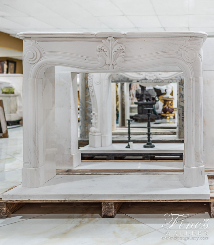 Marble Fireplaces  - Pristine White French Style Marble Fireplace Mantel - MFP-1897