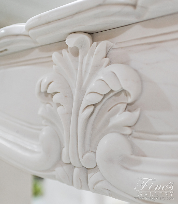 Marble Fireplaces  - Pristine White French Style Marble Fireplace Mantel - MFP-1897