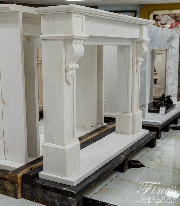 Marble Fireplaces  - Old World French Mantel In White Marble - MFP-1899