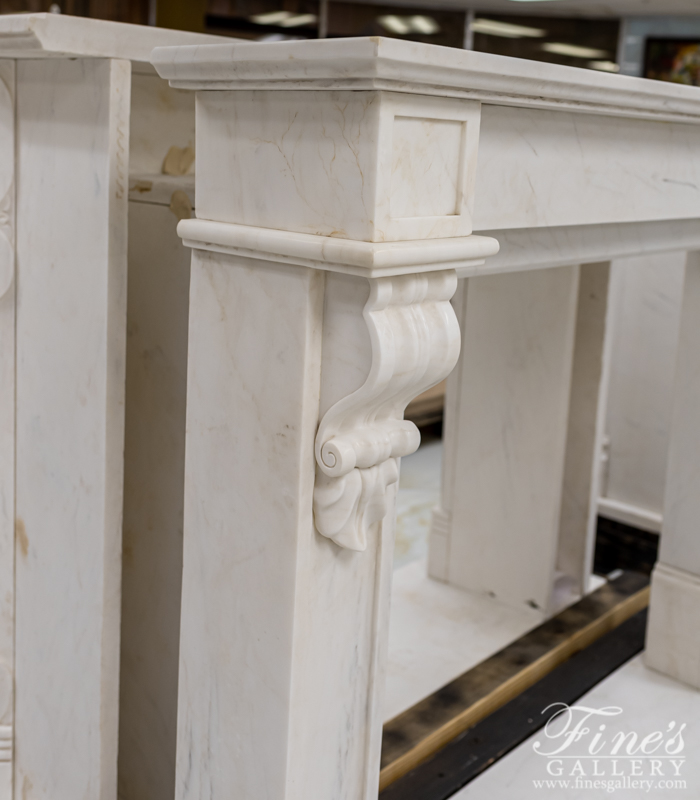 Marble Fireplaces  - Old World French Mantel In White Marble - MFP-1899